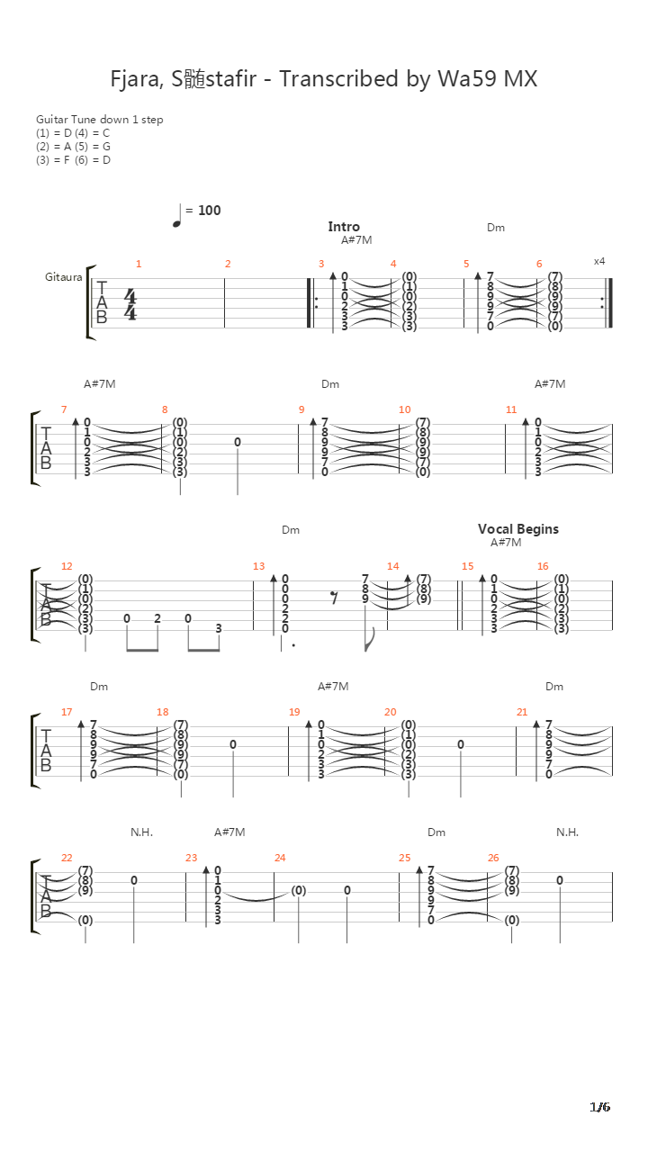 Fjara吉他谱