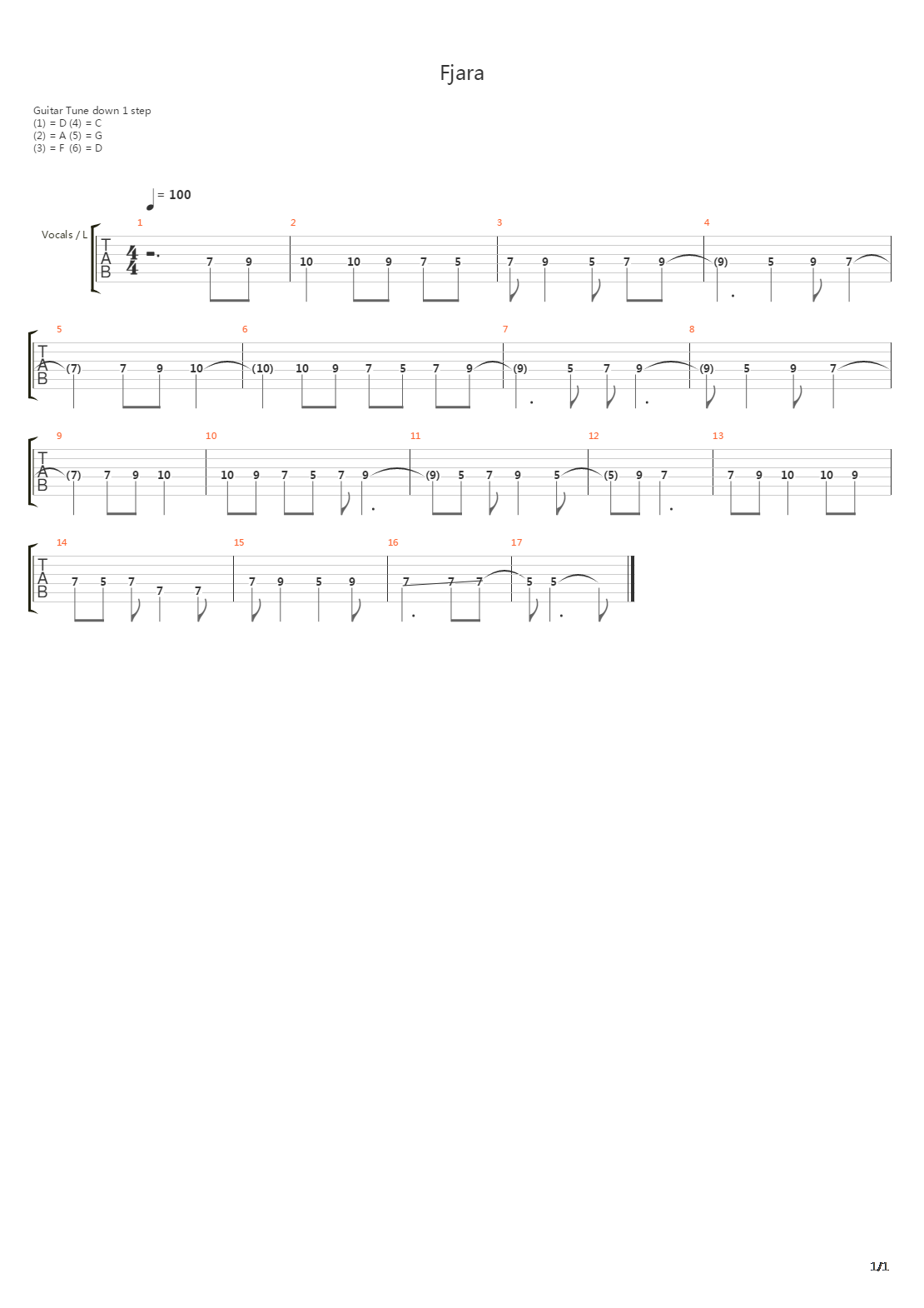 Fjara吉他谱