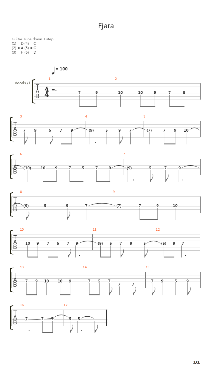 Fjara吉他谱