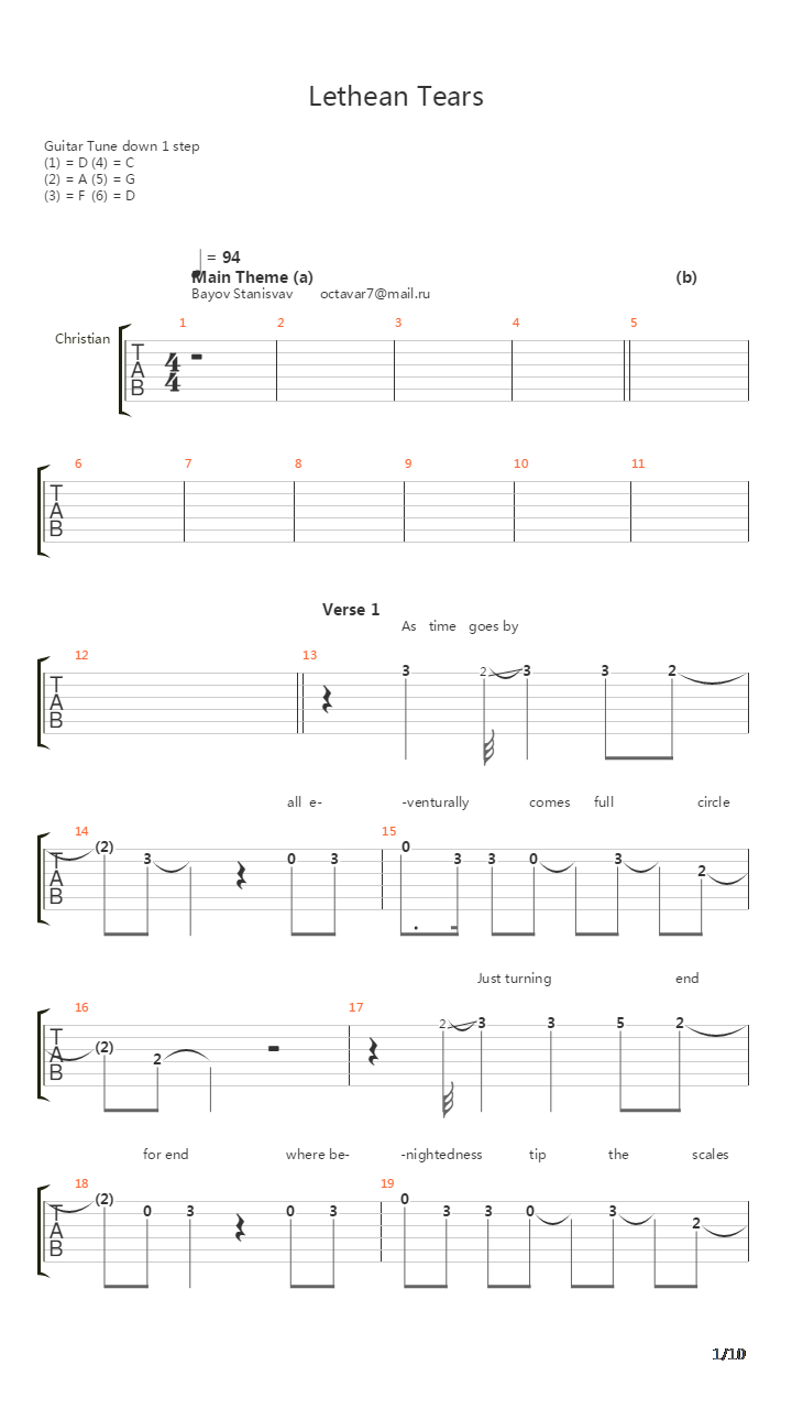Lethean Tears吉他谱