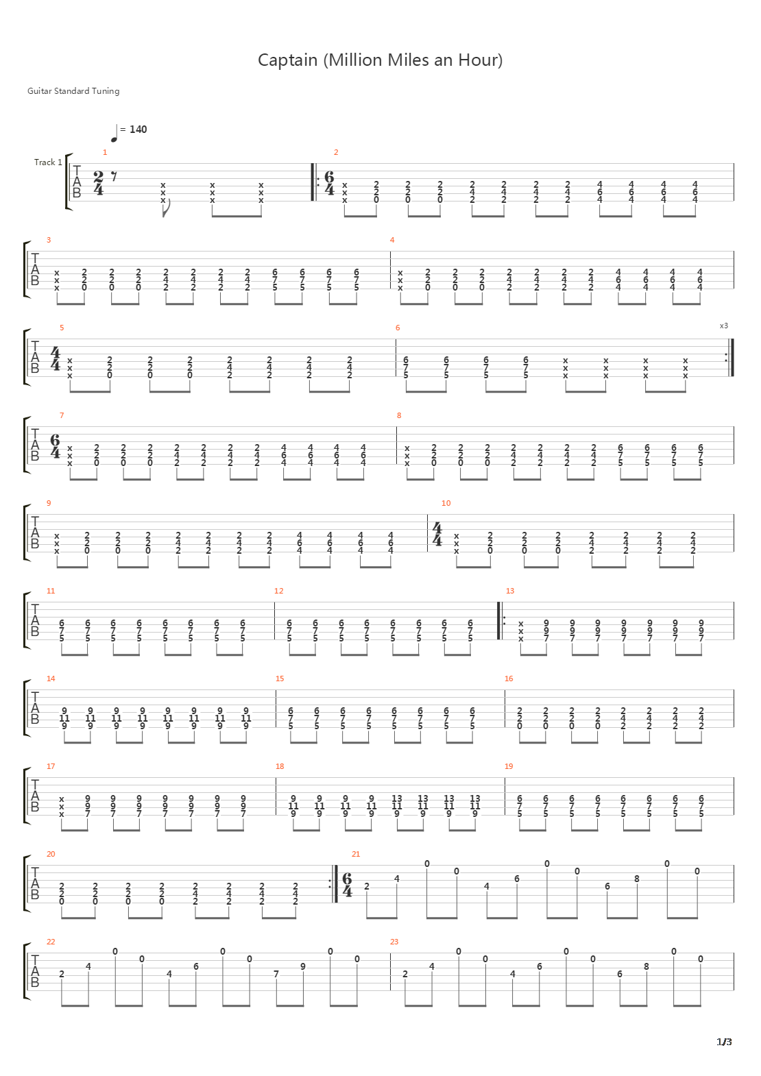 Captain Million Miles An Hour Acoustic吉他谱
