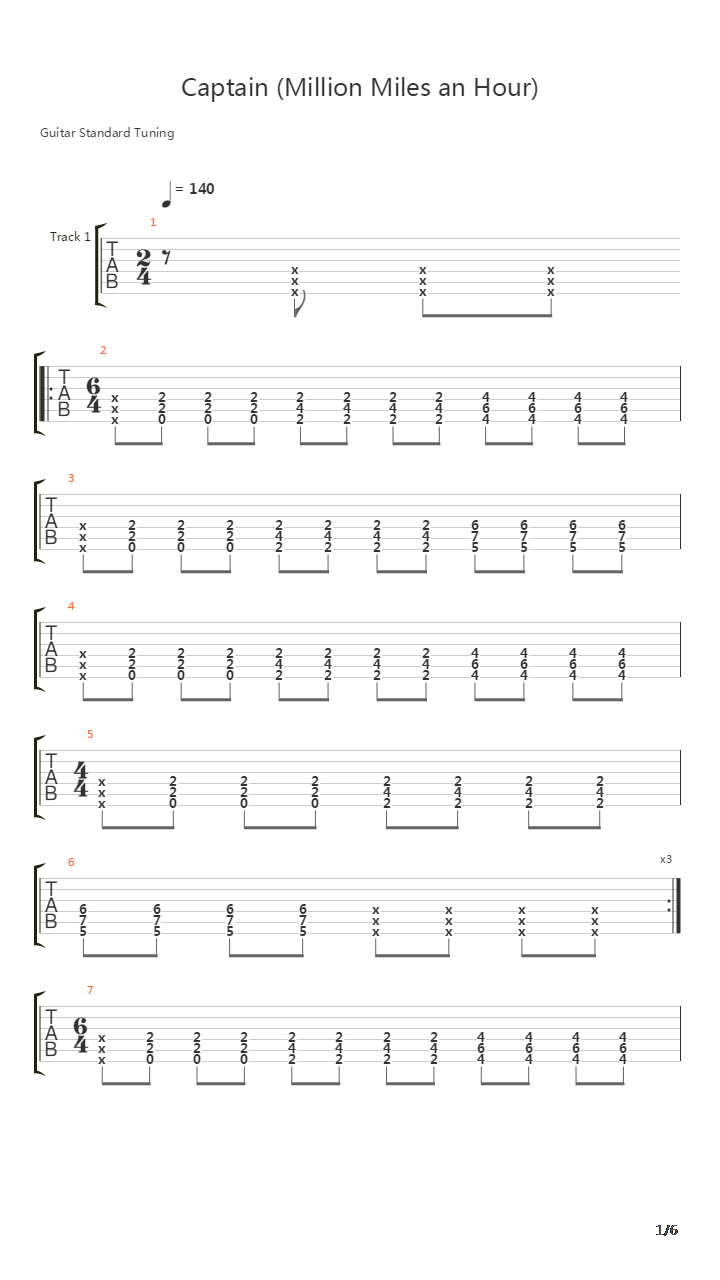 Captain Million Miles An Hour Acoustic吉他谱