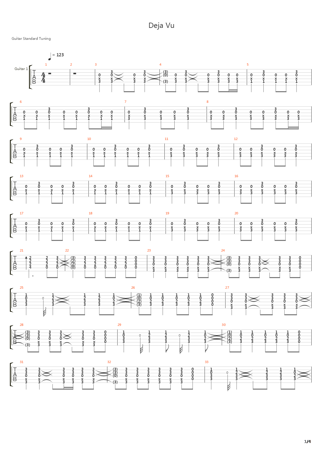 Deja Vu吉他谱