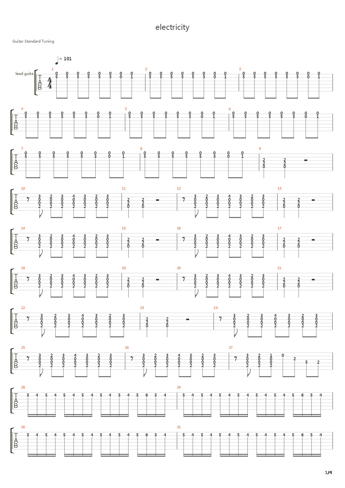 Electricity吉他谱