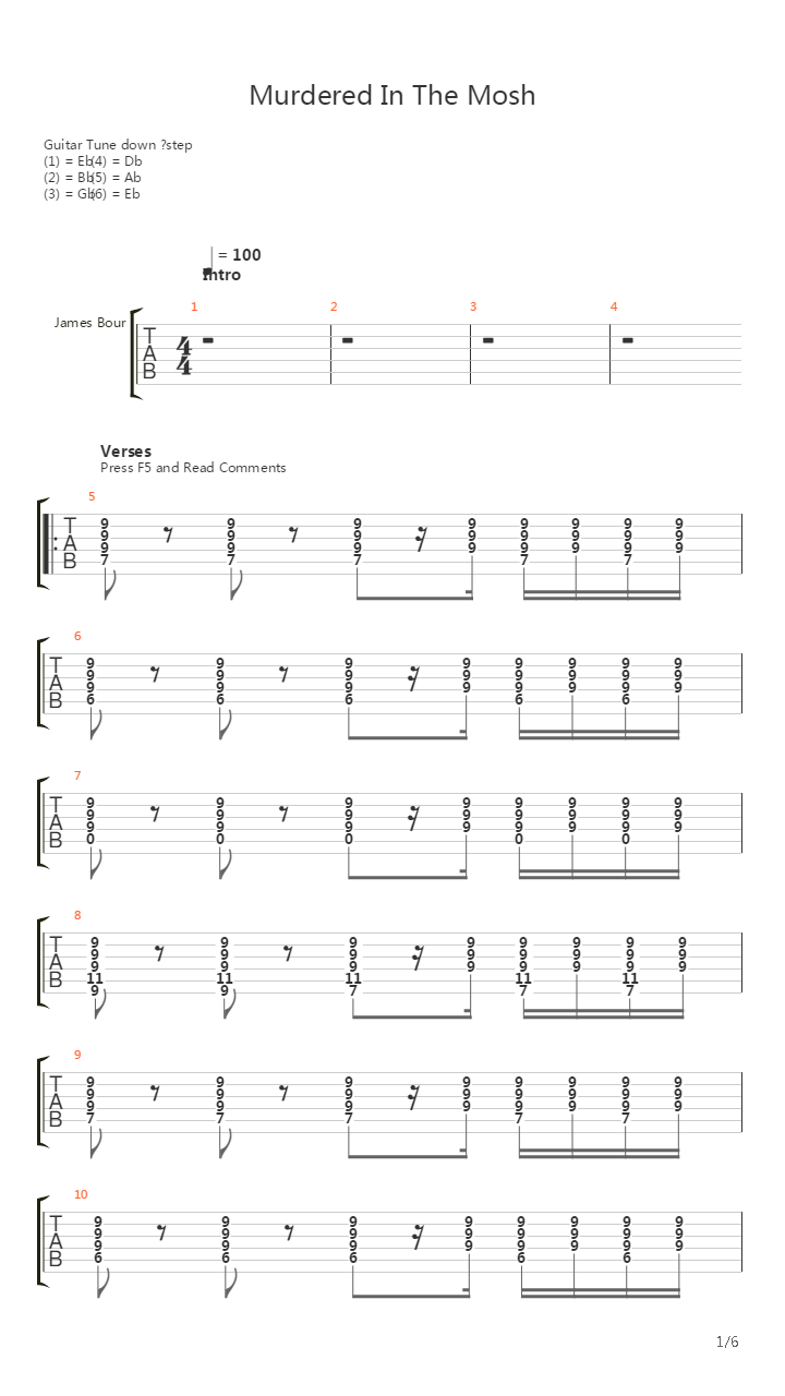 Murdered In The Mosh吉他谱