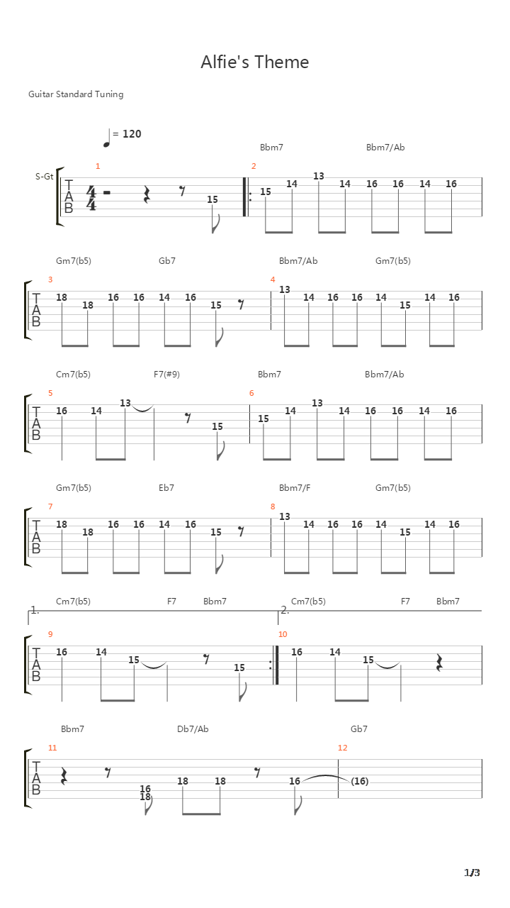 Alfies Theme吉他谱