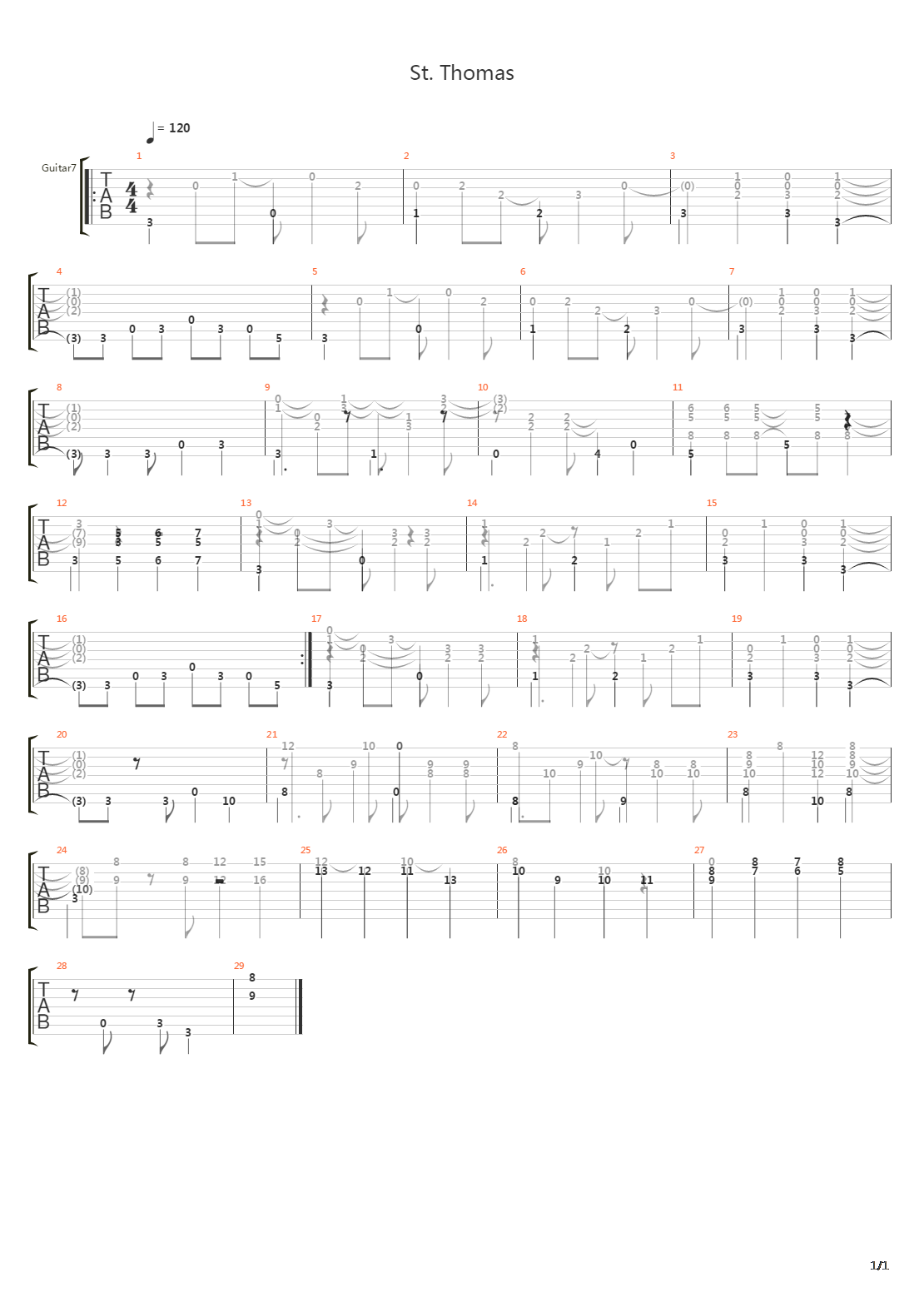 St Thomas吉他谱