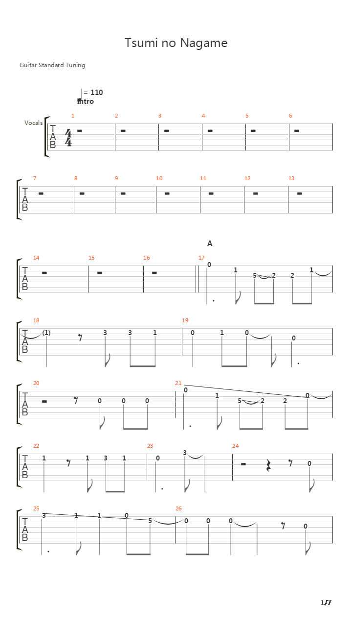 Tsumi No Nagame吉他谱