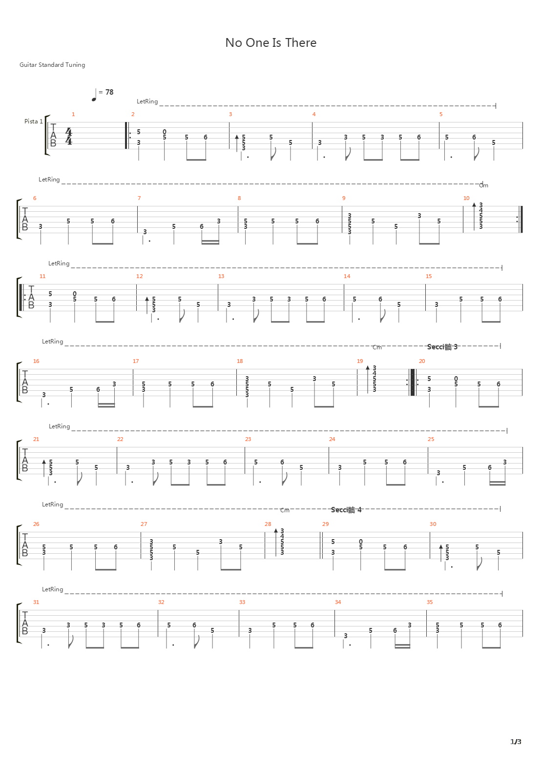 No One Is There吉他谱