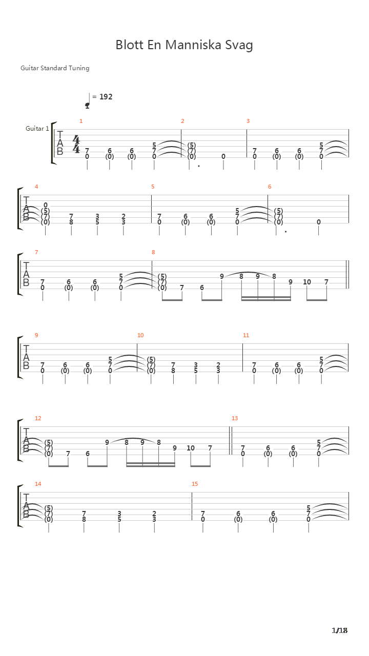 Blott En Manniska Svag吉他谱
