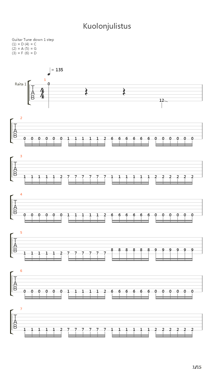 Kuolinjulistus吉他谱