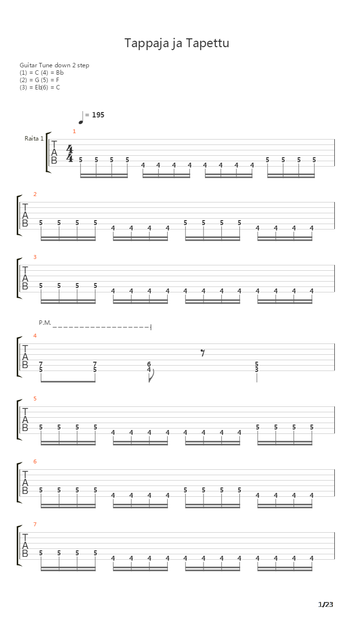 Tappaja Ja Tapettu吉他谱