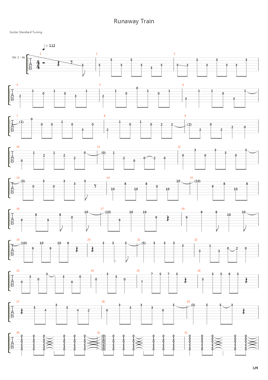 Runaway Train吉他谱