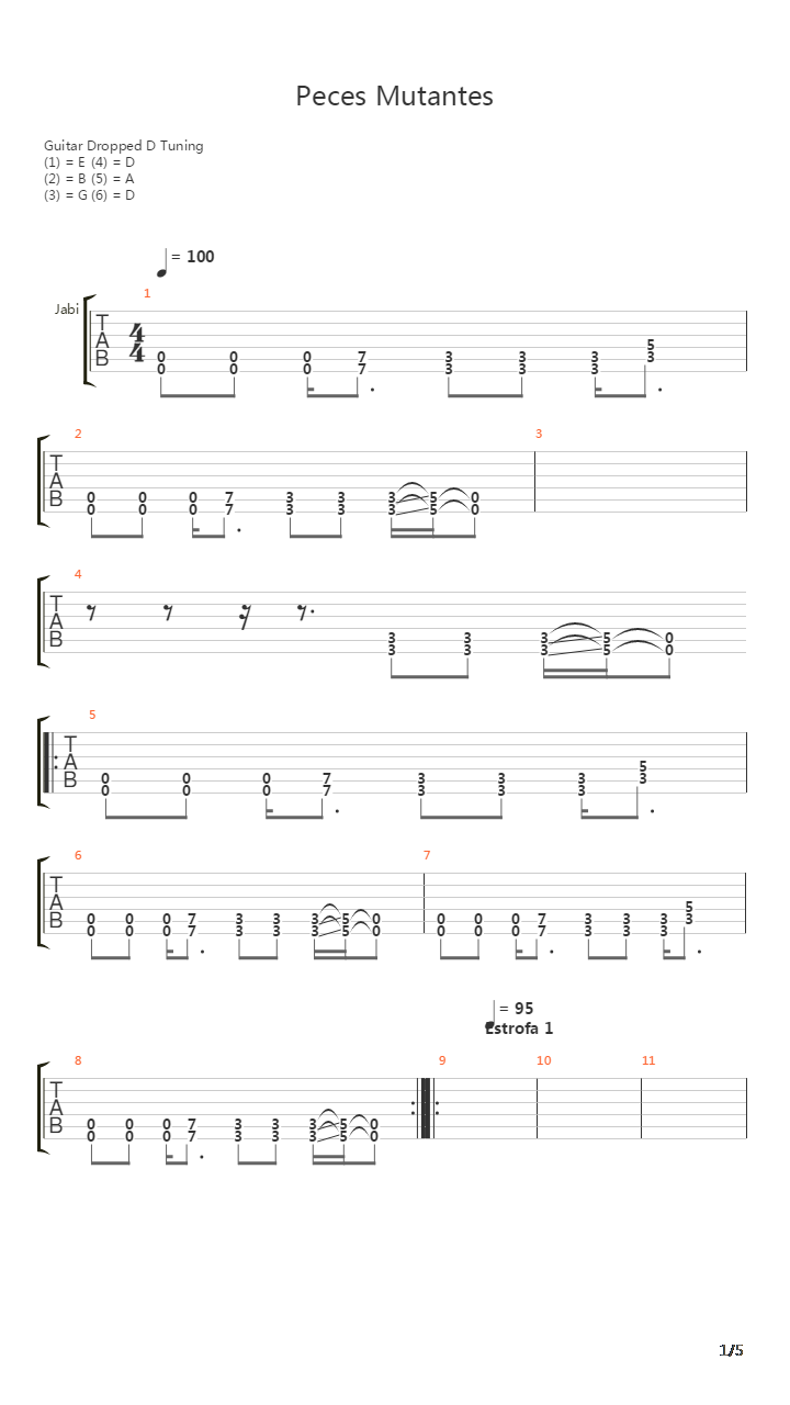 Peces Mutantes吉他谱