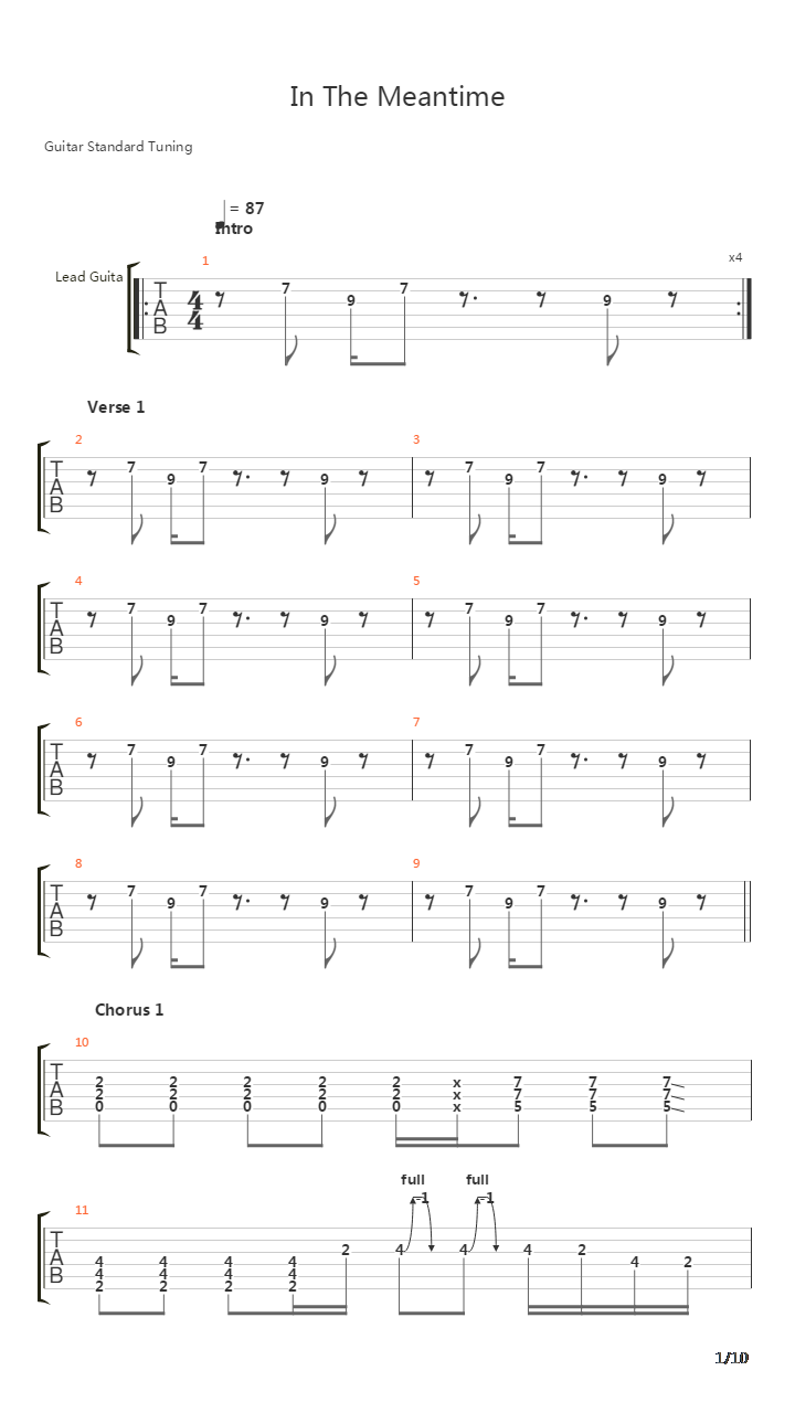 In The Meantime吉他谱