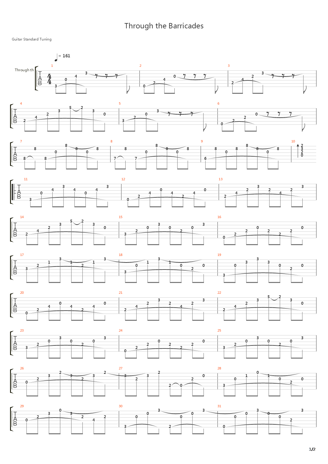 Through The Barricades吉他谱