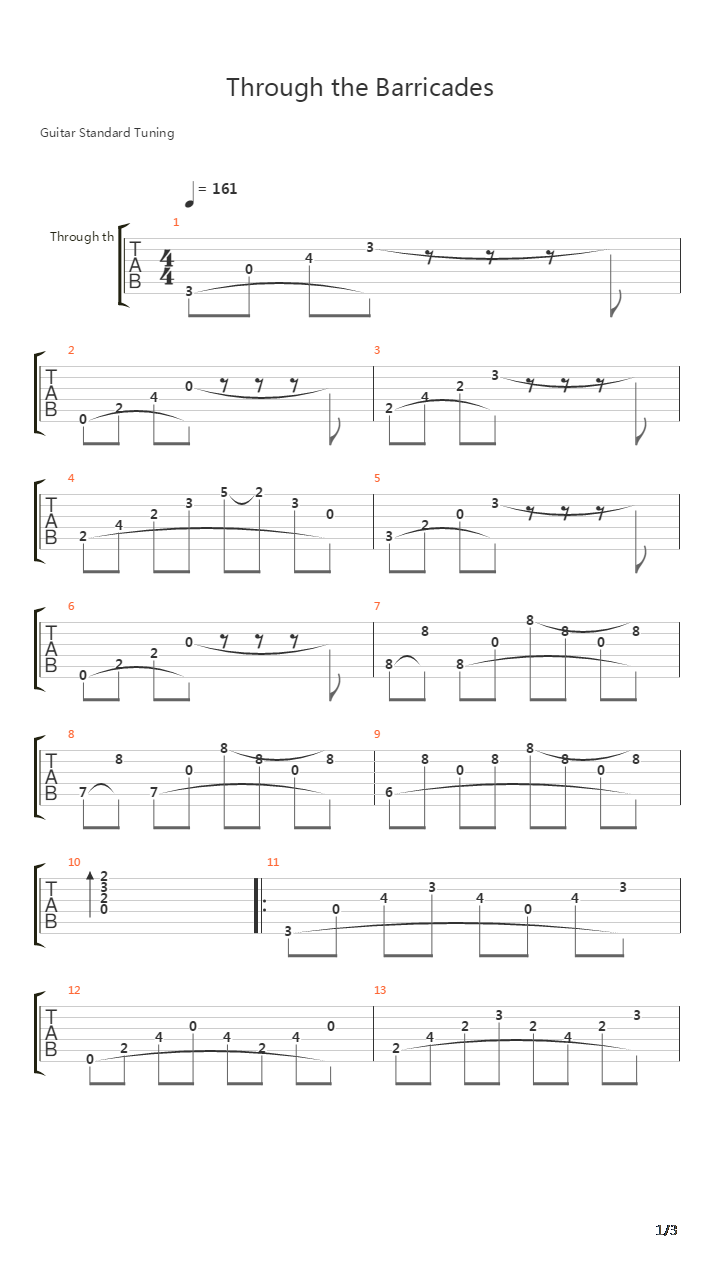 Through The Barricades吉他谱