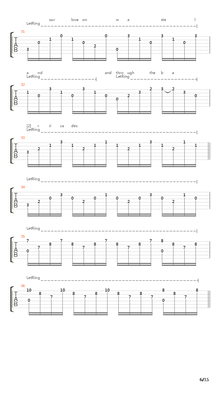 Through The Barricades吉他谱