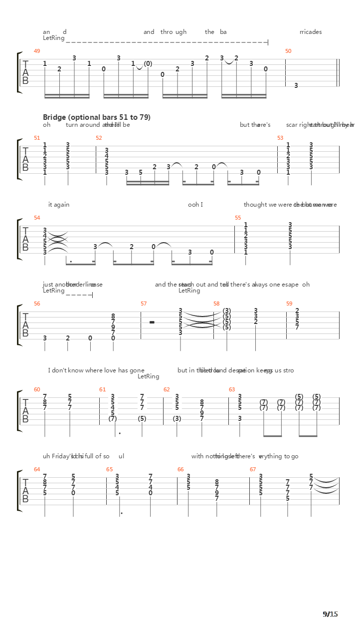 Through The Barricades吉他谱