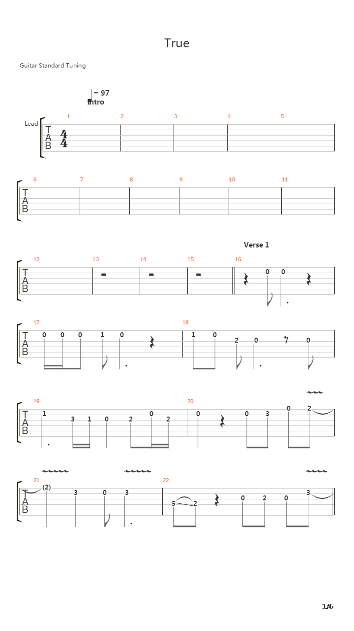 True吉他谱