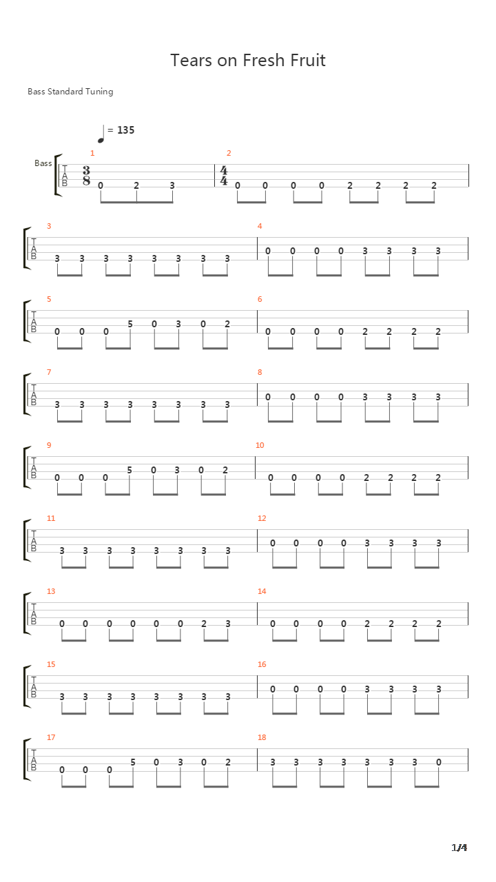 Tears On Fresh Fruit吉他谱
