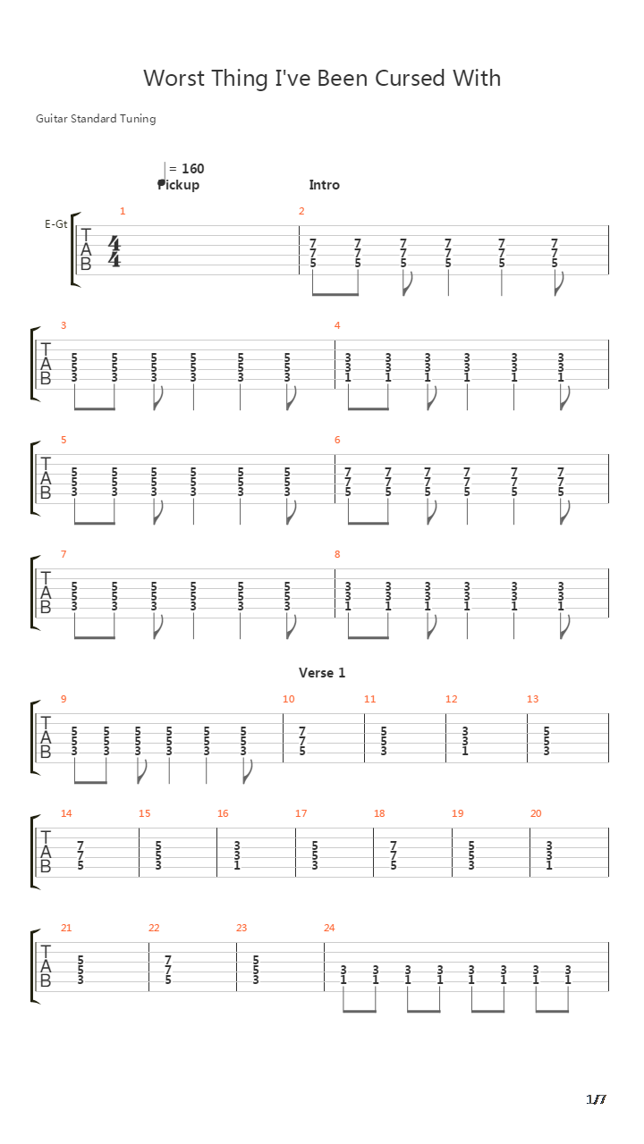 Worst Thing Ive Been Cursed With吉他谱