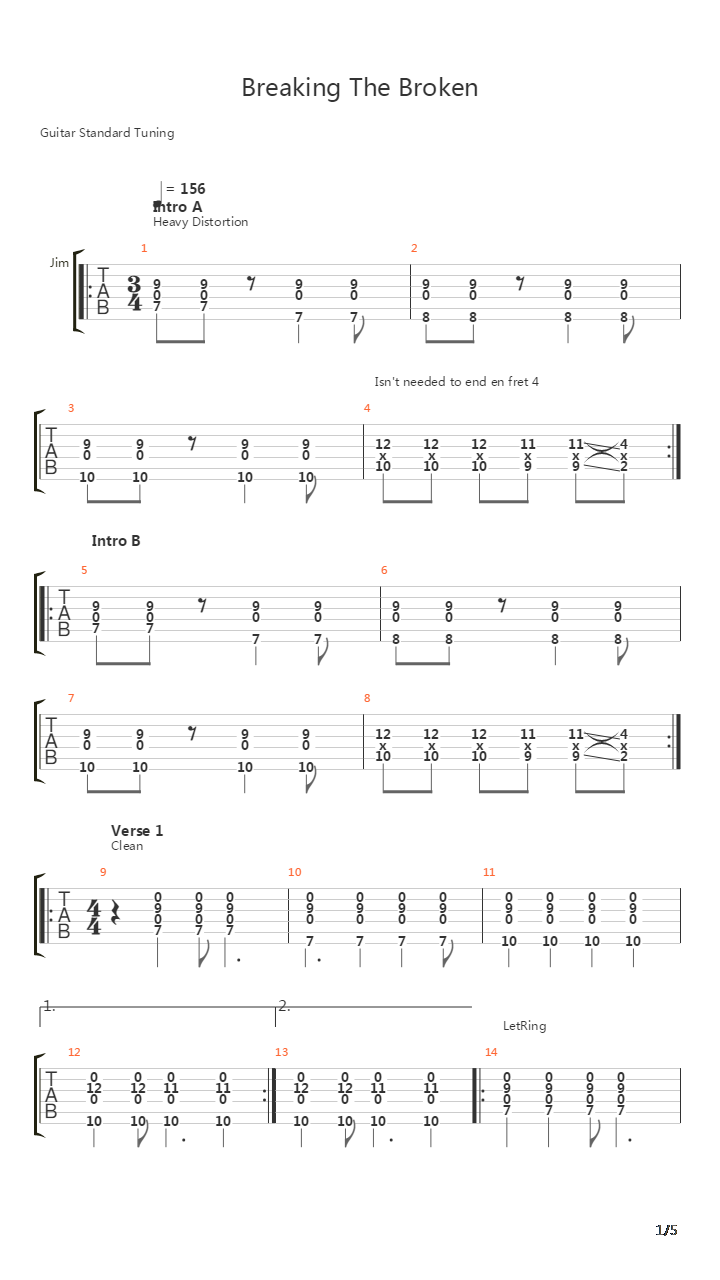 Breaking The Broken吉他谱