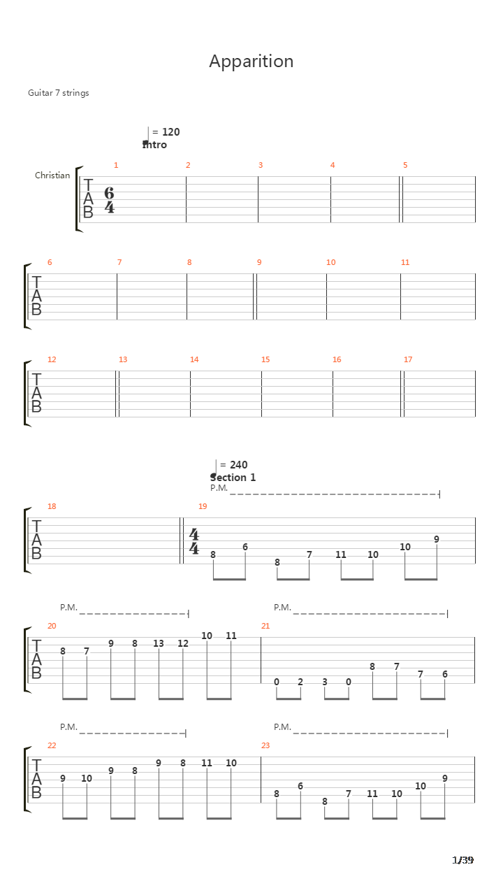Apparition吉他谱