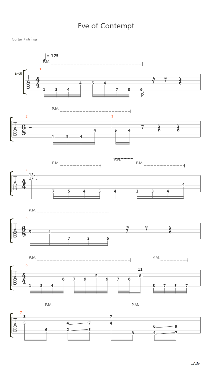 Eve Of Contempt吉他谱