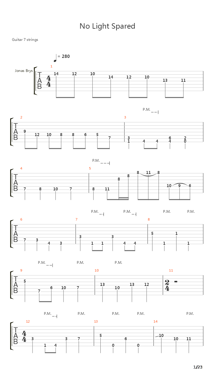 No Light Spared吉他谱