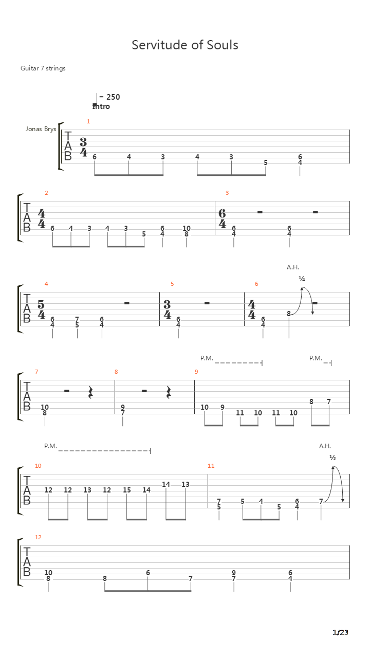 Servitude Of Souls吉他谱
