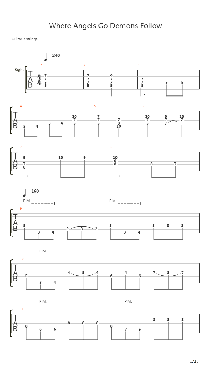 Where Angels Go Demons Follow吉他谱