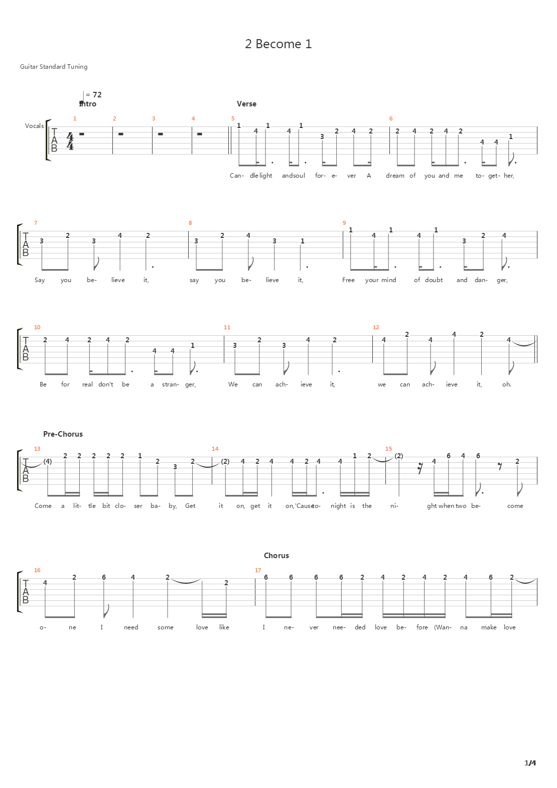 2 Become 1吉他谱