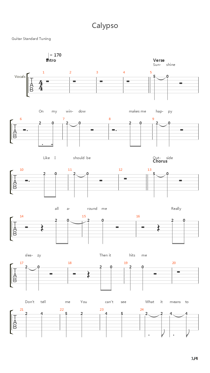 Calypso吉他谱