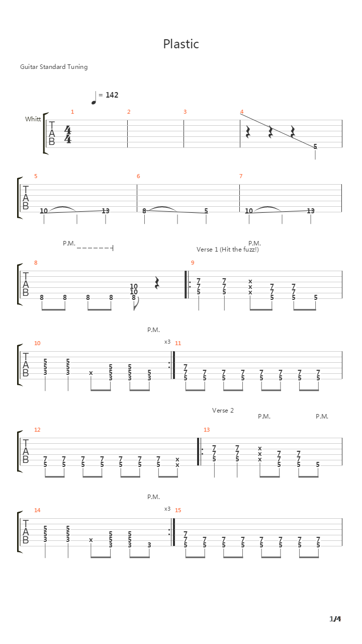 Plastic吉他谱