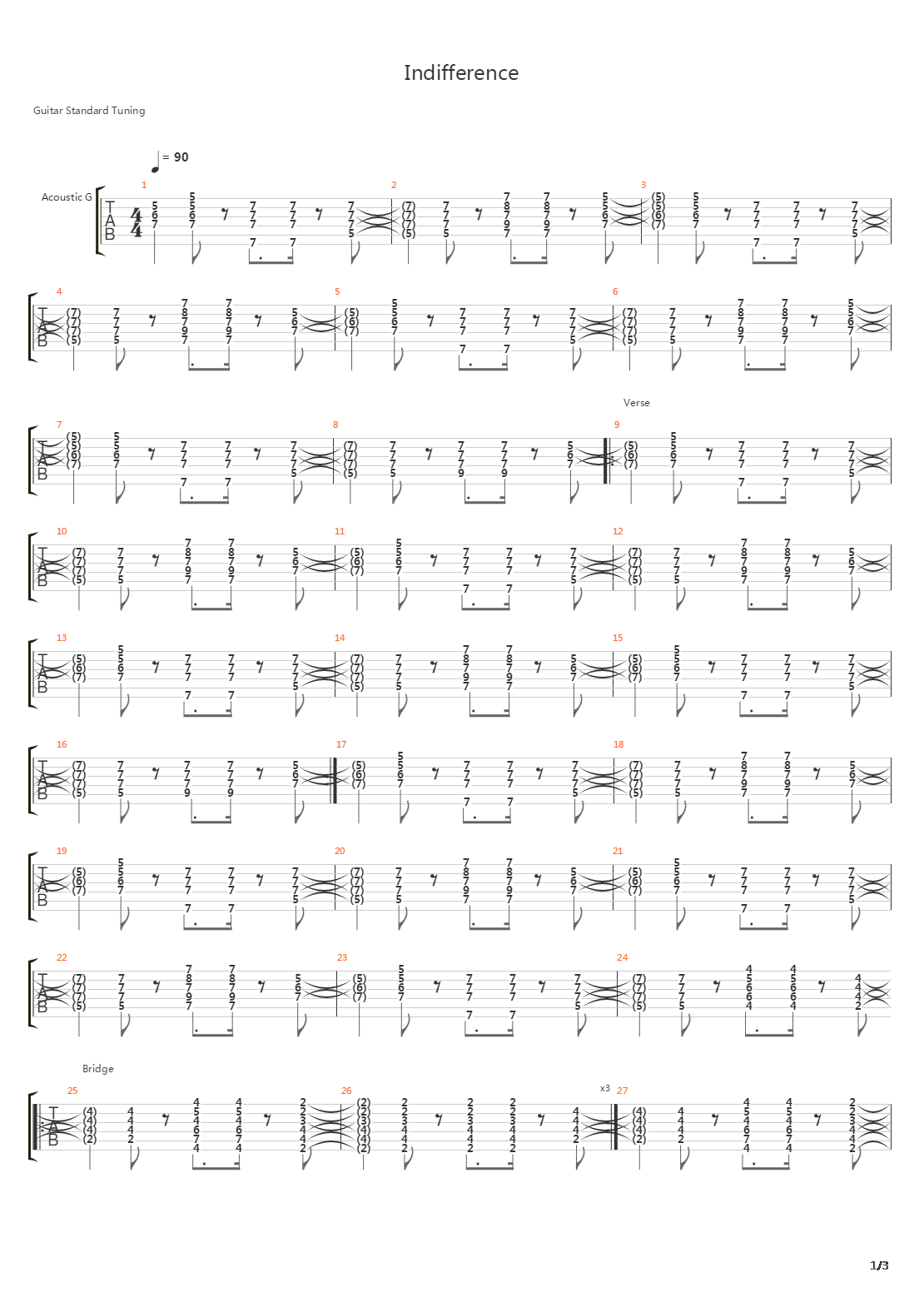 Indifference吉他谱