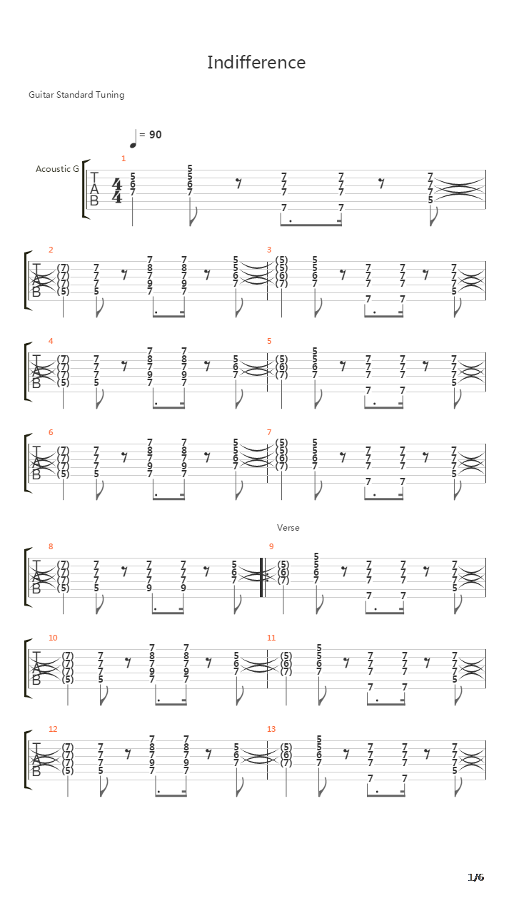 Indifference吉他谱