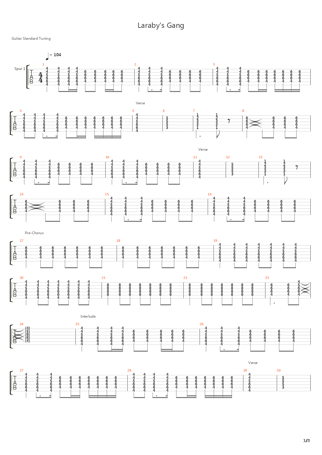 Larabys Gang吉他谱
