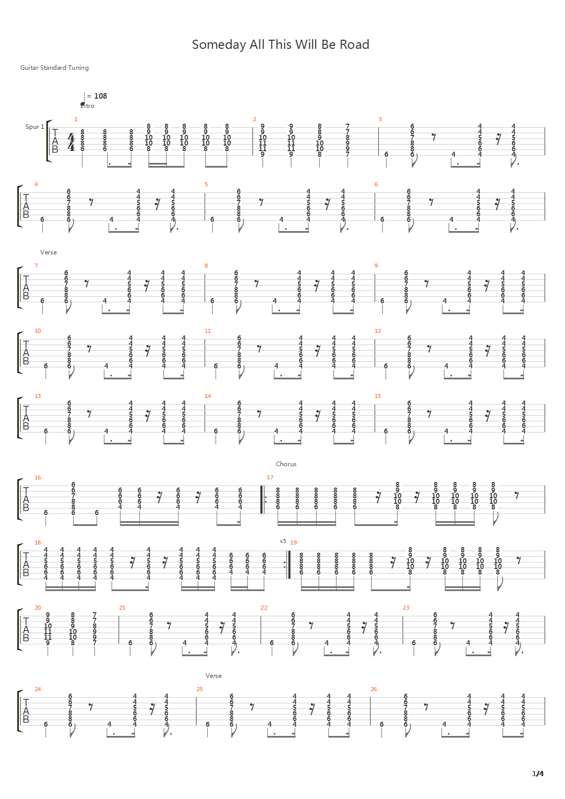 Someday All This Will Be Road吉他谱