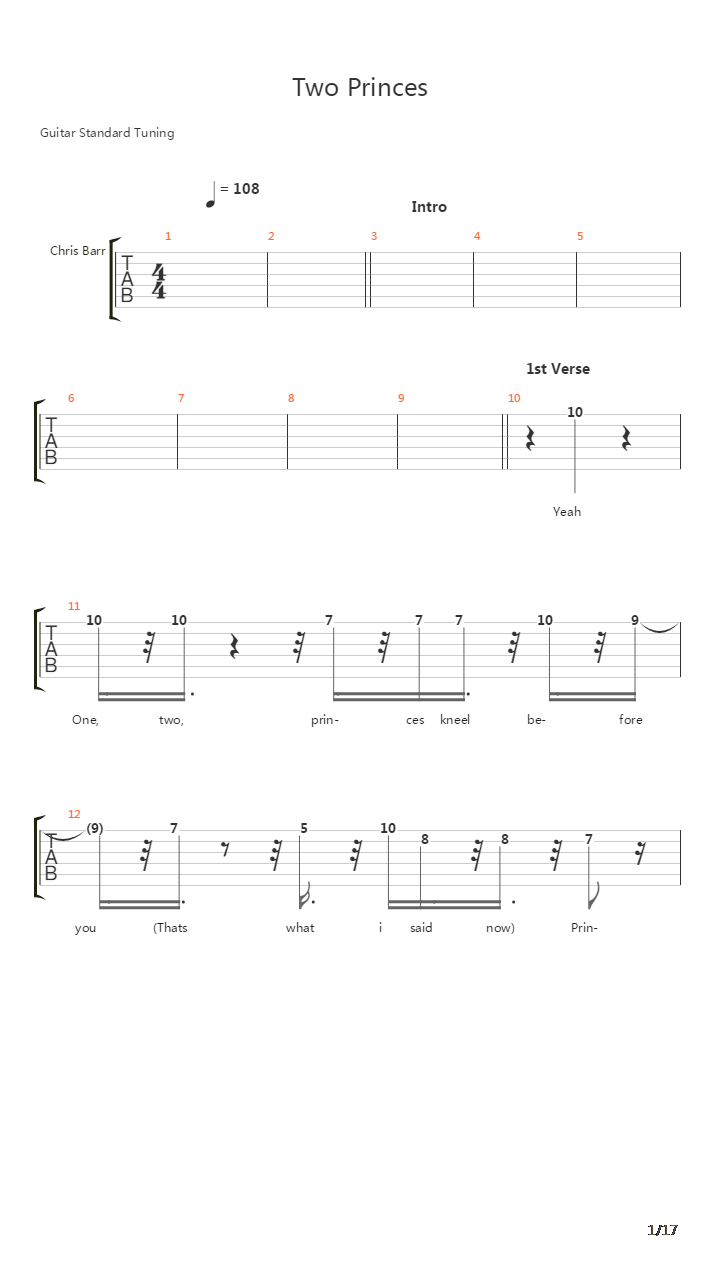 Two Princes吉他谱