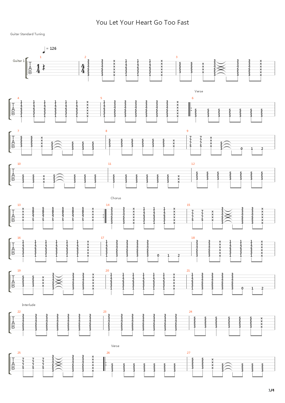 You Let Your Heart Go Too Fast吉他谱