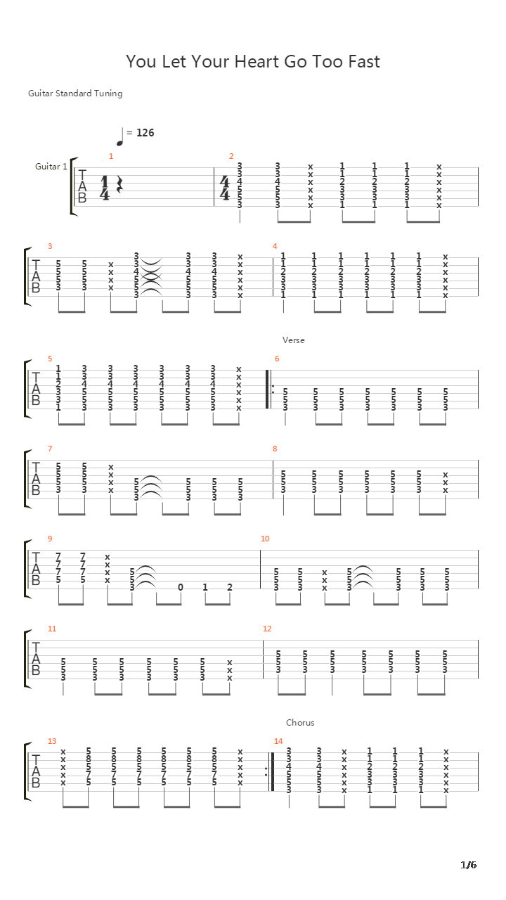 You Let Your Heart Go Too Fast吉他谱