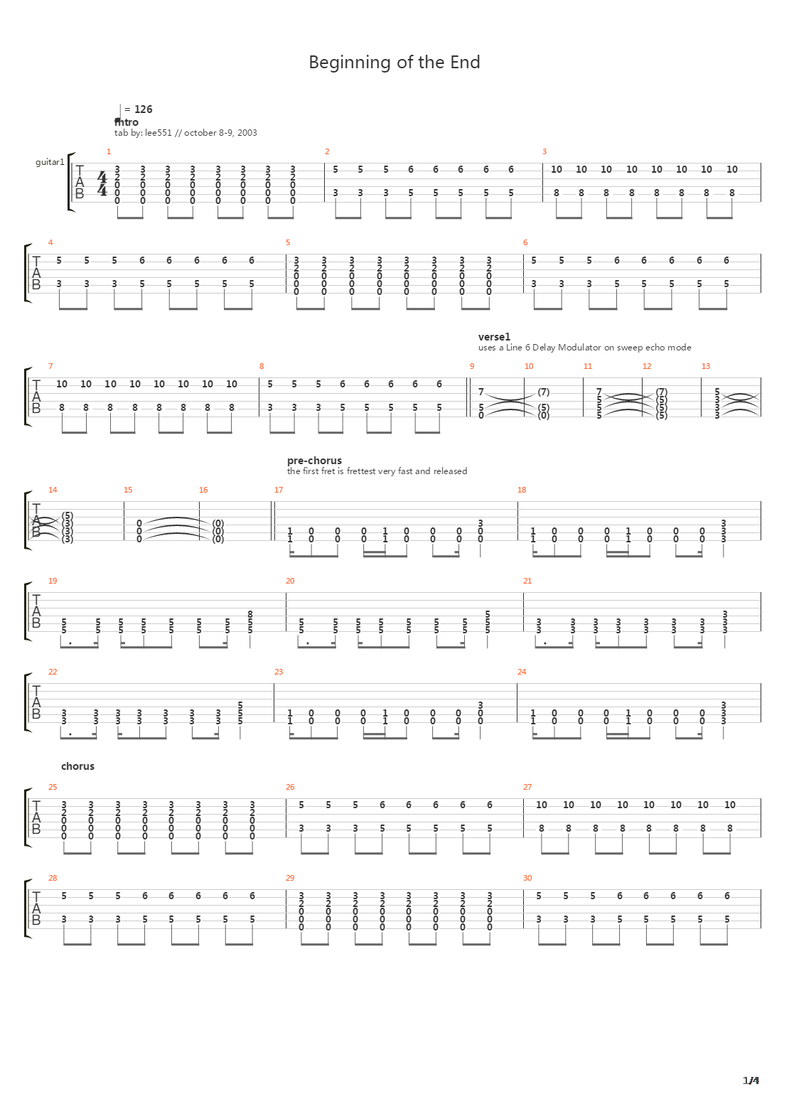 Beginning Of The End吉他谱