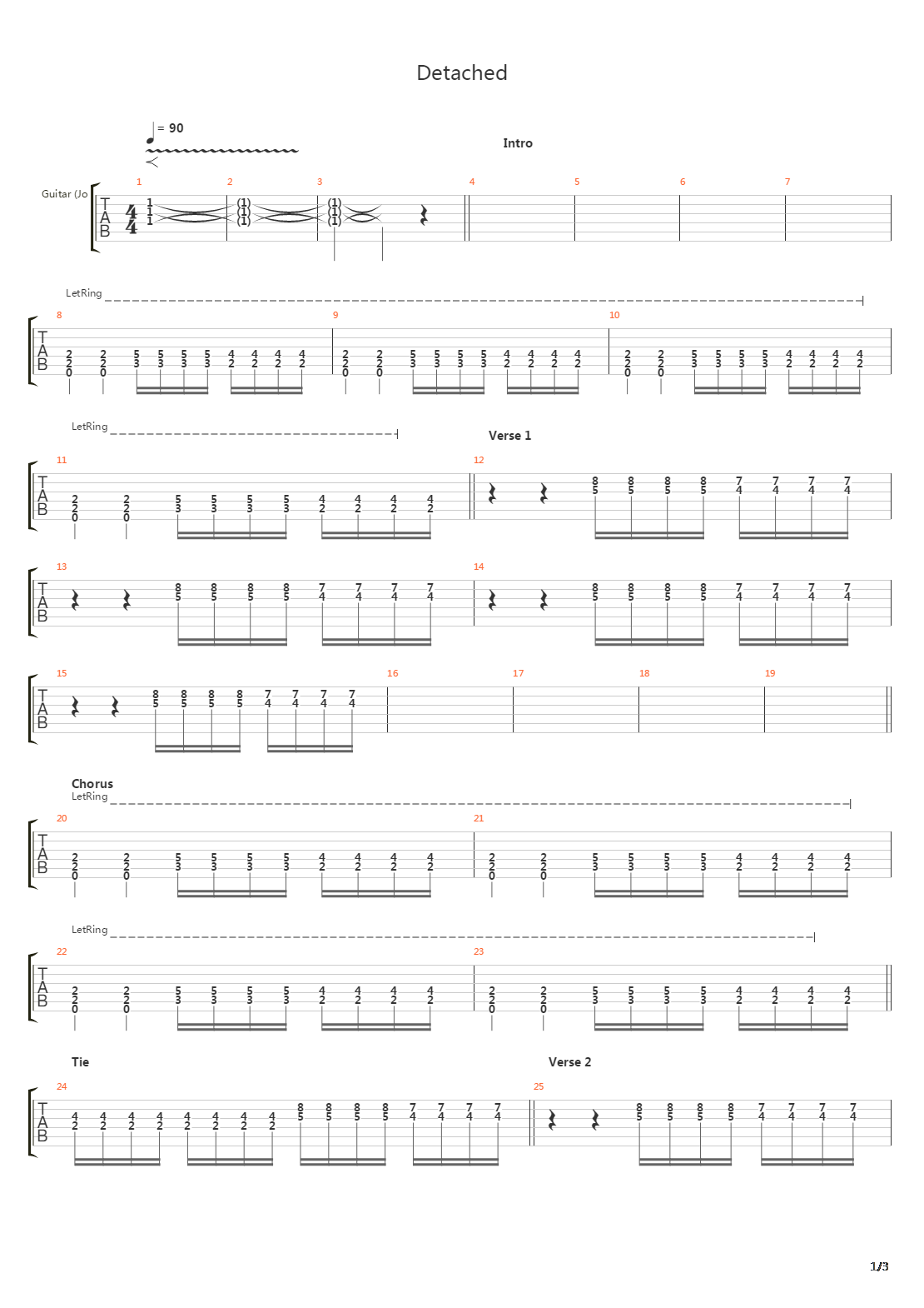 Detached吉他谱