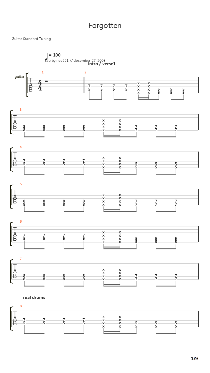 Forgotten吉他谱