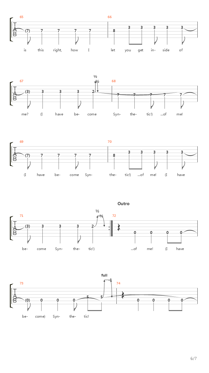 Synthetic吉他谱