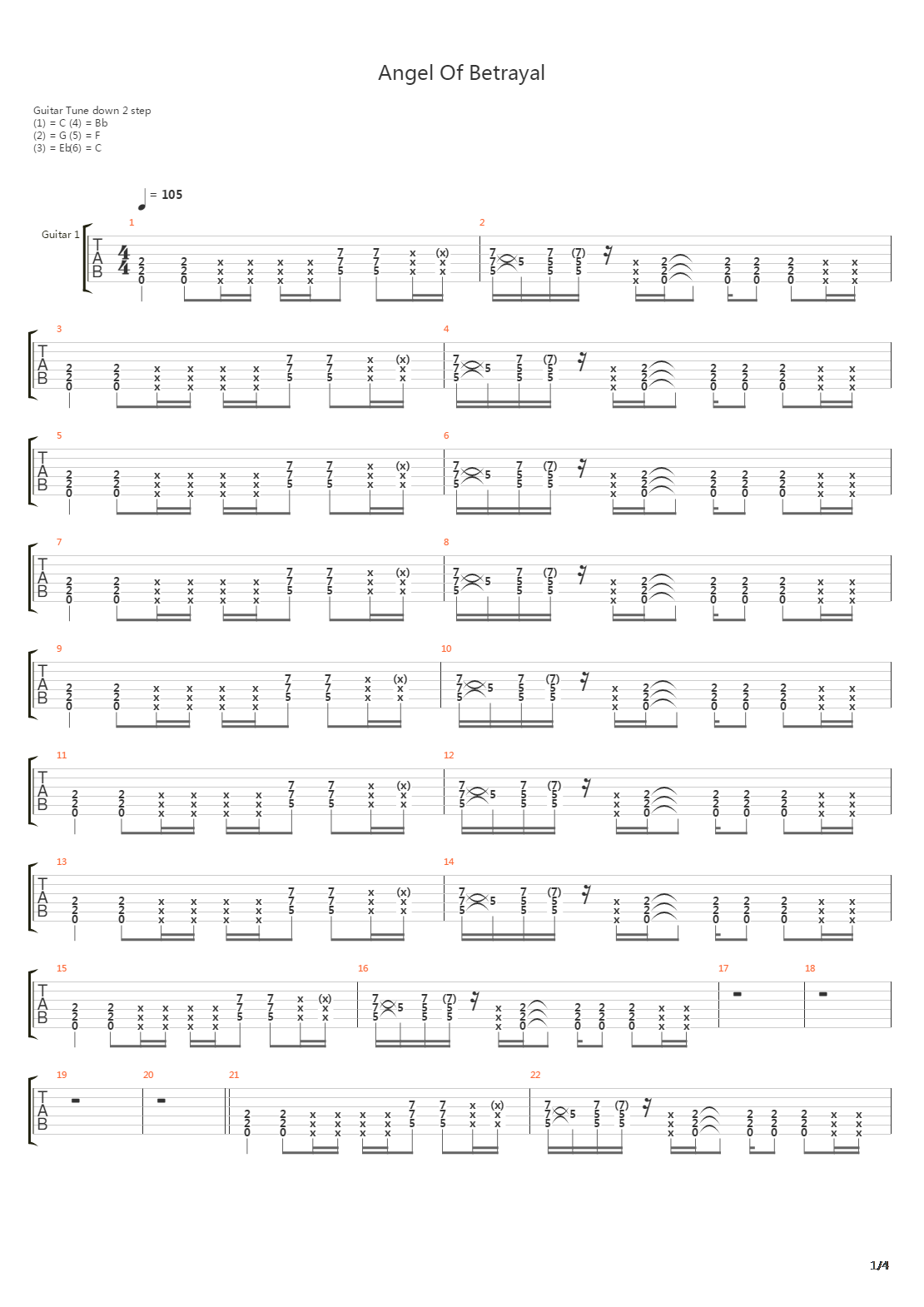 Angel Of Betrayal吉他谱