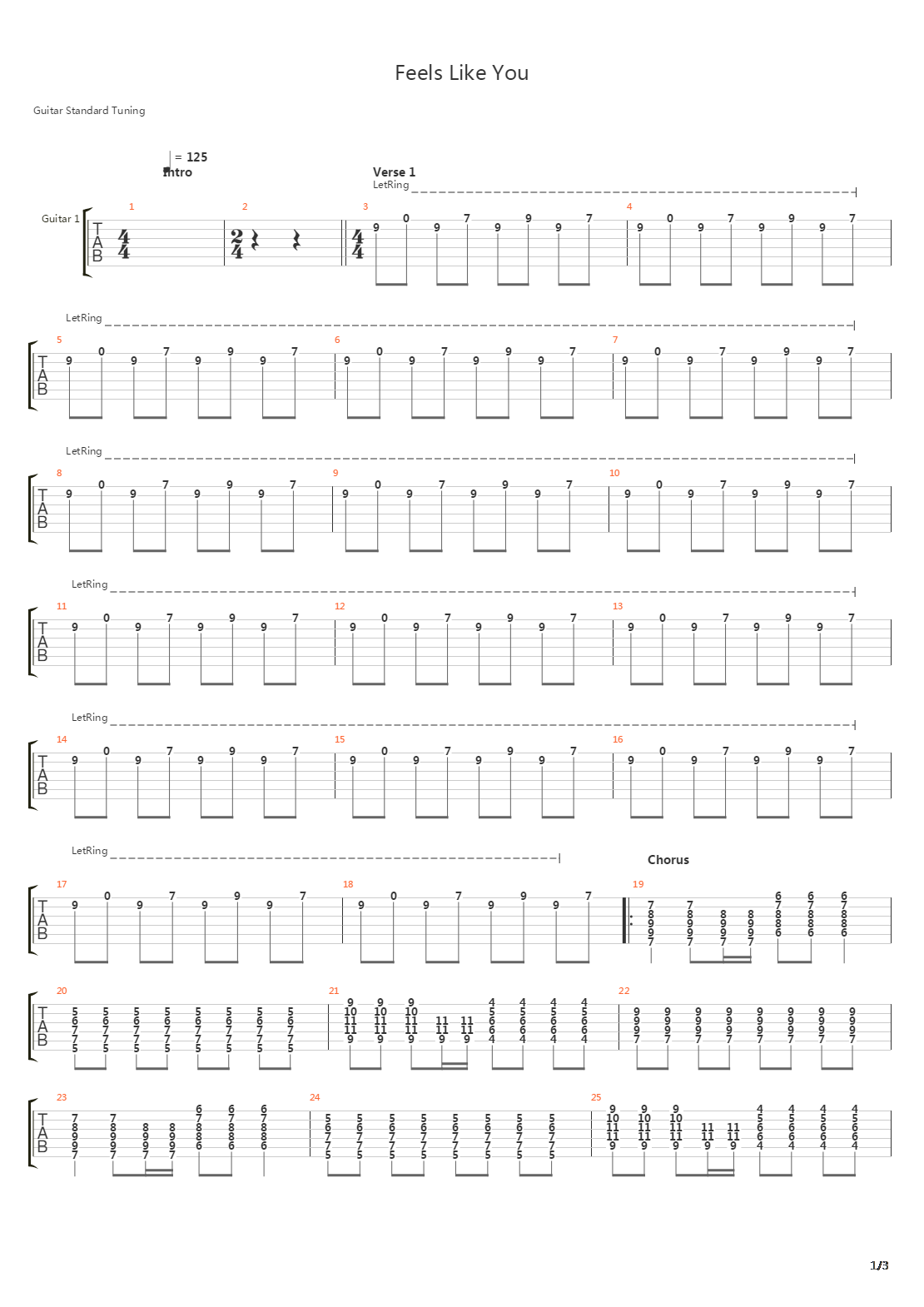 Feels Like You吉他谱