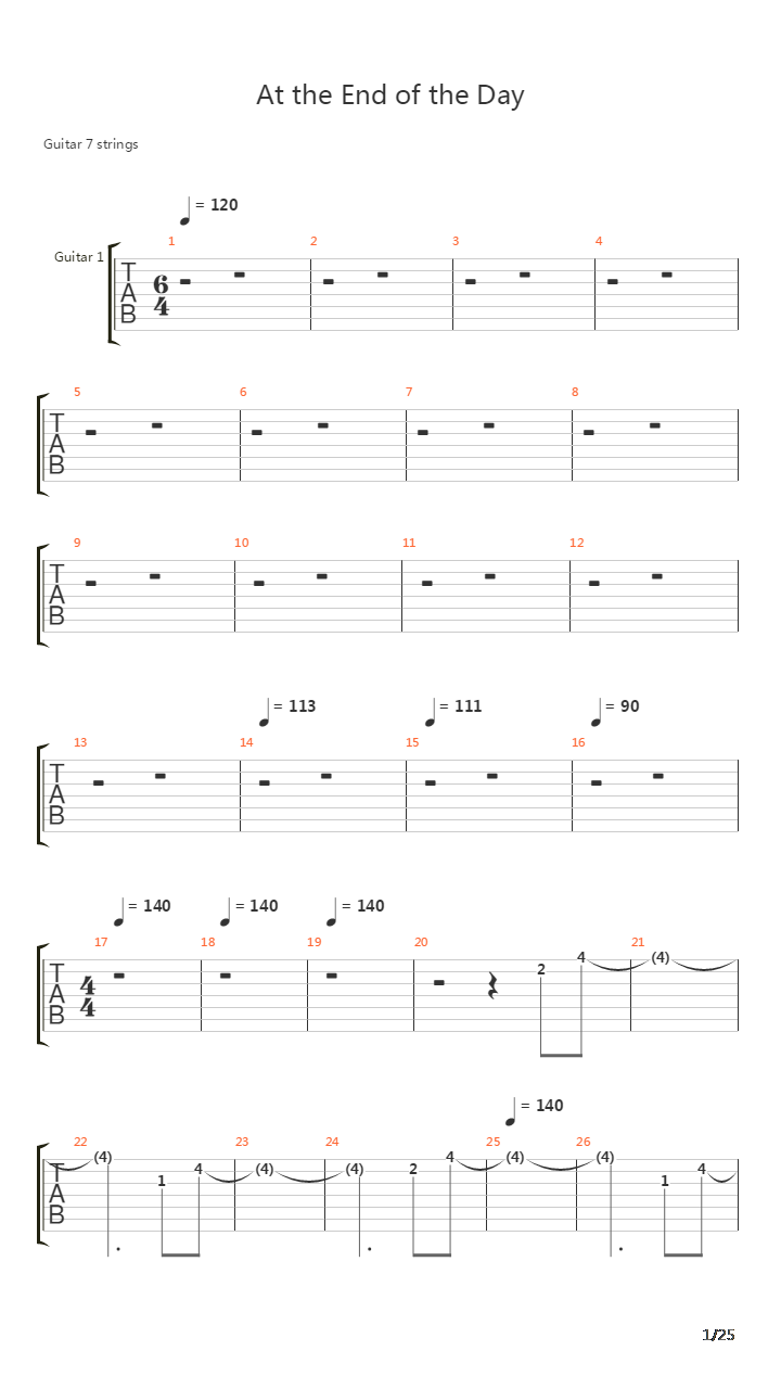 At The End Of The Day吉他谱