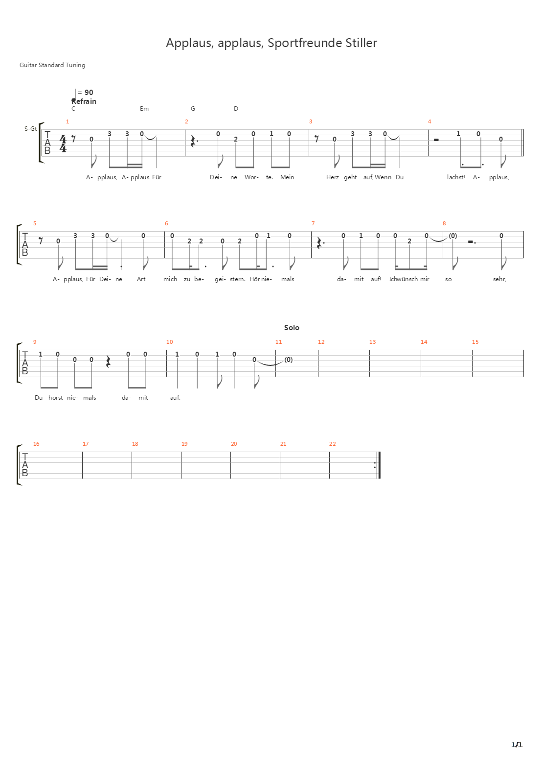 Applaus Applaus吉他谱